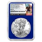 2021 (W) $1 1-oz T-1 American Silver Eagle NGC MS70 Black Label Blue Core
