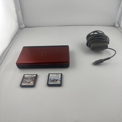 Nintendo DS Lite USG-001 Red/Black Handheld System w/ AC Adapter & Game - TESTED