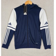Adidas Kids Size M 11-12Y Team Navy Blue White Aeroready Track Jacket NWT