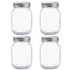 Paquete de 4 frascos de albañil bucal regular de vidrio YINGERHUAN, frascos de vidrio transparente de 16 oz con