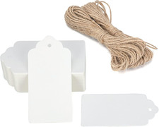 White Gift Tags with String, 2'' X 4'' Paper Gift Tag, 100PCS Rectangle Blank Ta