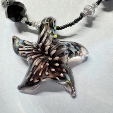 Unique Art Glass Starfish Pendant Necklace