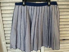 Vineyard Vines Women Poplin Stripe Pleated White Blue Skirt Sz 4 Sport Tennis