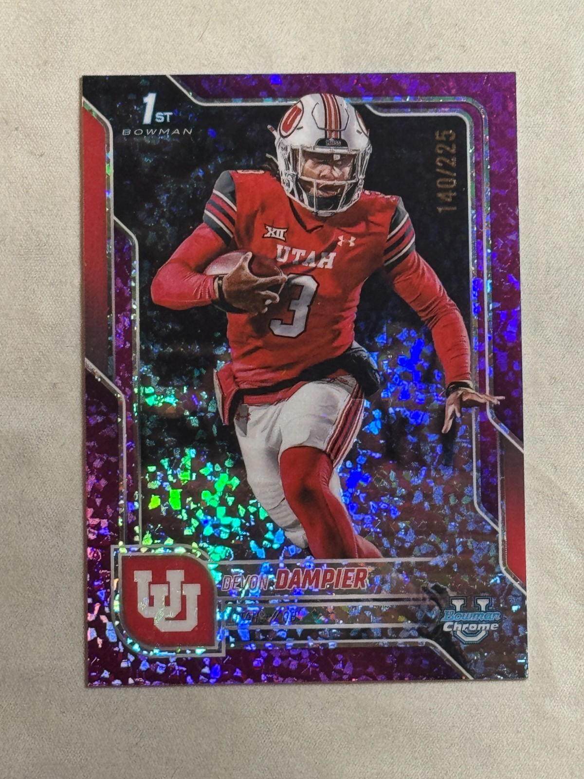 2025 Bowman Chrome University Fuchsia Mini-Diamond Devon Dampier RC 1st /225 #3