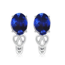 2.40Ct Oval Cut Natural Blue Tanzanite Studs In 14KT White Gold - Tariffs Free