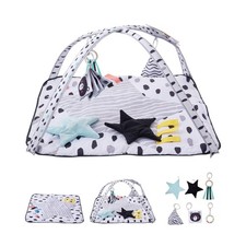 34x34 Inch Baby Play Gym Mat with 6 Sensory Toys for Tummy Time Activity