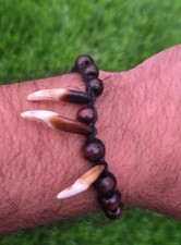 Tibetan Tribal Wolf Tooth Bracelet Nazar Protection Talisman Adjustable Dori U74
