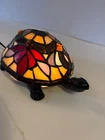 Vintage Tiffany style stained glass turtle table lamp