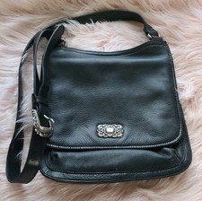 Vintage Fossil Purse Western 75082 BLACK Leather Crossbody Adjustable 11"x10"