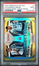 2022 Prizm Would Cup Qatar Di Maria/Lionel Messi Connections Gold Prizm /10 PSA9