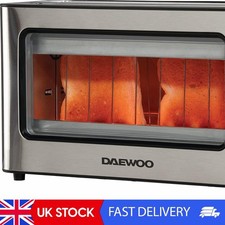 2 Slice Glass Toaster, Clear Viewing Window, Wide Slot For Larger Bread Types, 6