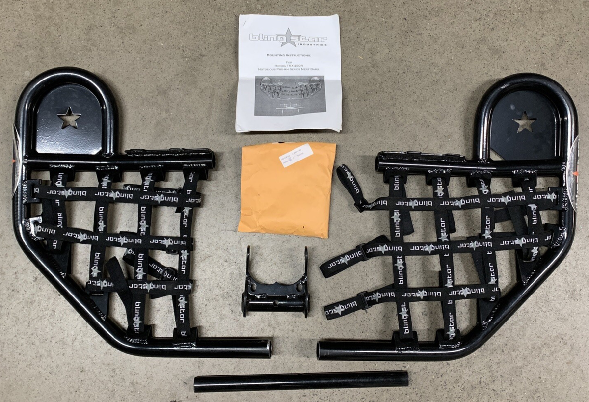 Blingstar ATVアイアン クロス バンパー yfz450 バギー BLINGSTAR BLING STAR BLACK NERF BARS HONDA TRX450R TRX 450R