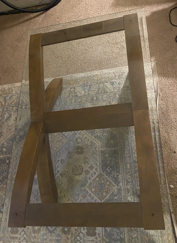 Mesa de centro modernista con tapa de vidrio de teca 48x36x18 construida bien resistente/fuerte Foto 3 de 4