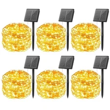 Minetom Solar String Lights for Outside, 6 Packs Total 198Ft 600 LED Outdoor ...