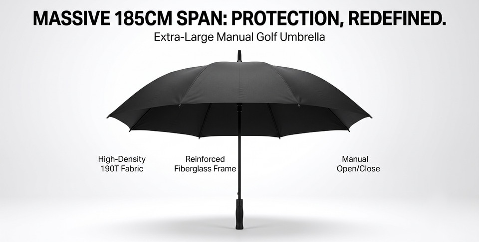 185CM Large Golf Umbrella Male Manual Long Handle Resistant UV Protection...