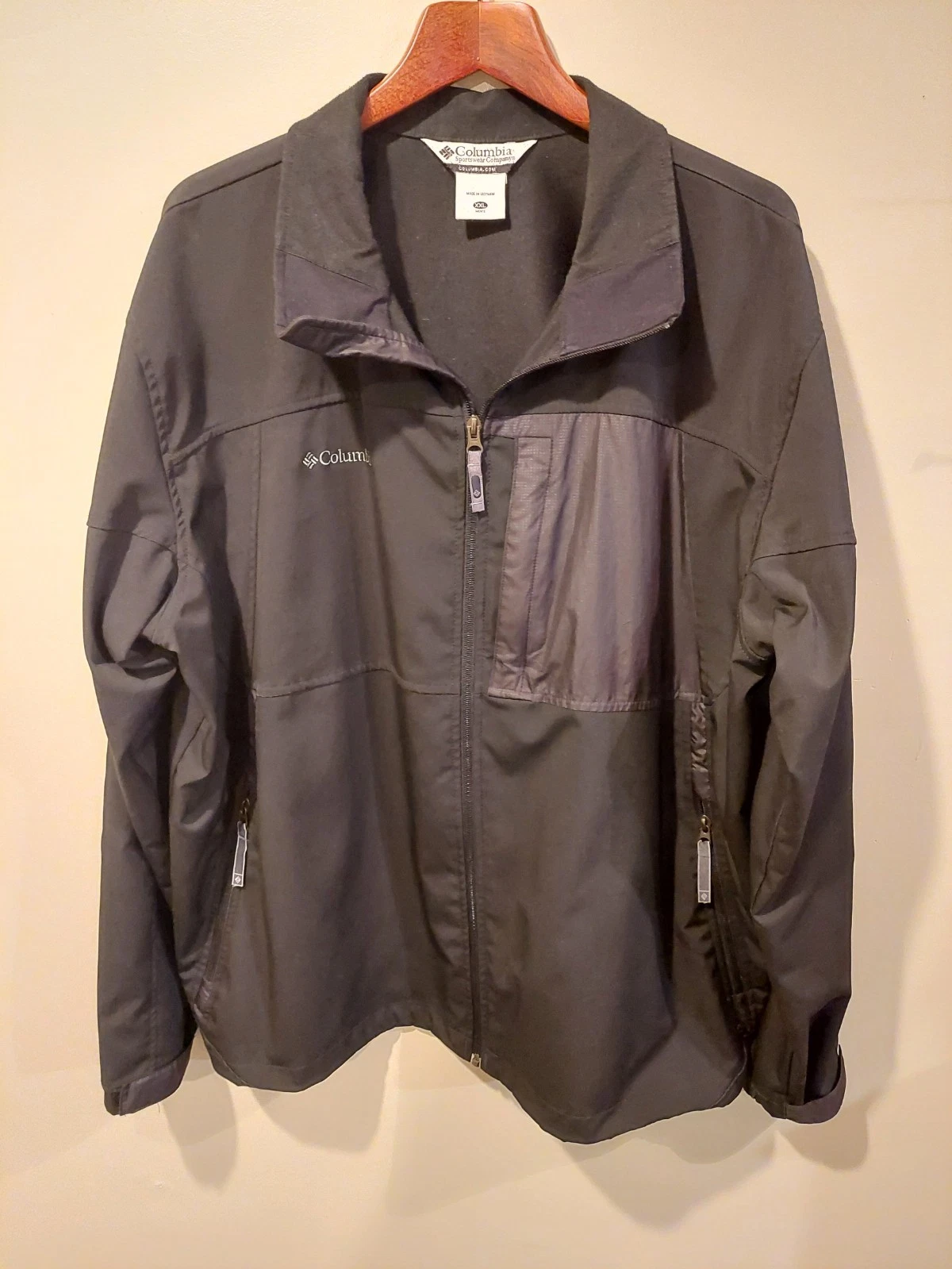 Columbia Black Softshell Full Zip Jacket for Men Size XXL Outdoor Camping Hiking