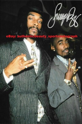 SNOOP DOGG TUPAC SHAKUR RAP R&B HIPHOP AUTO SIGNED 12x18