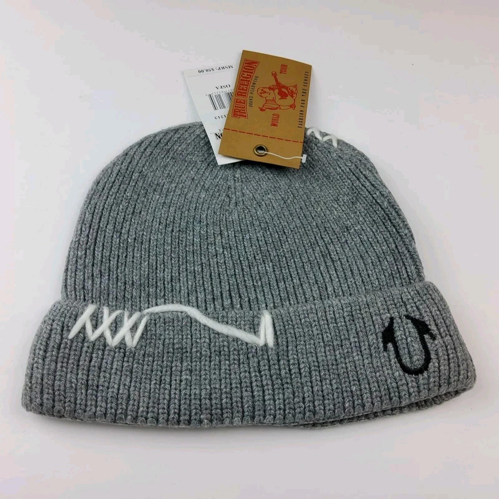 True Religion Winter Knit Hat Beanie Grey