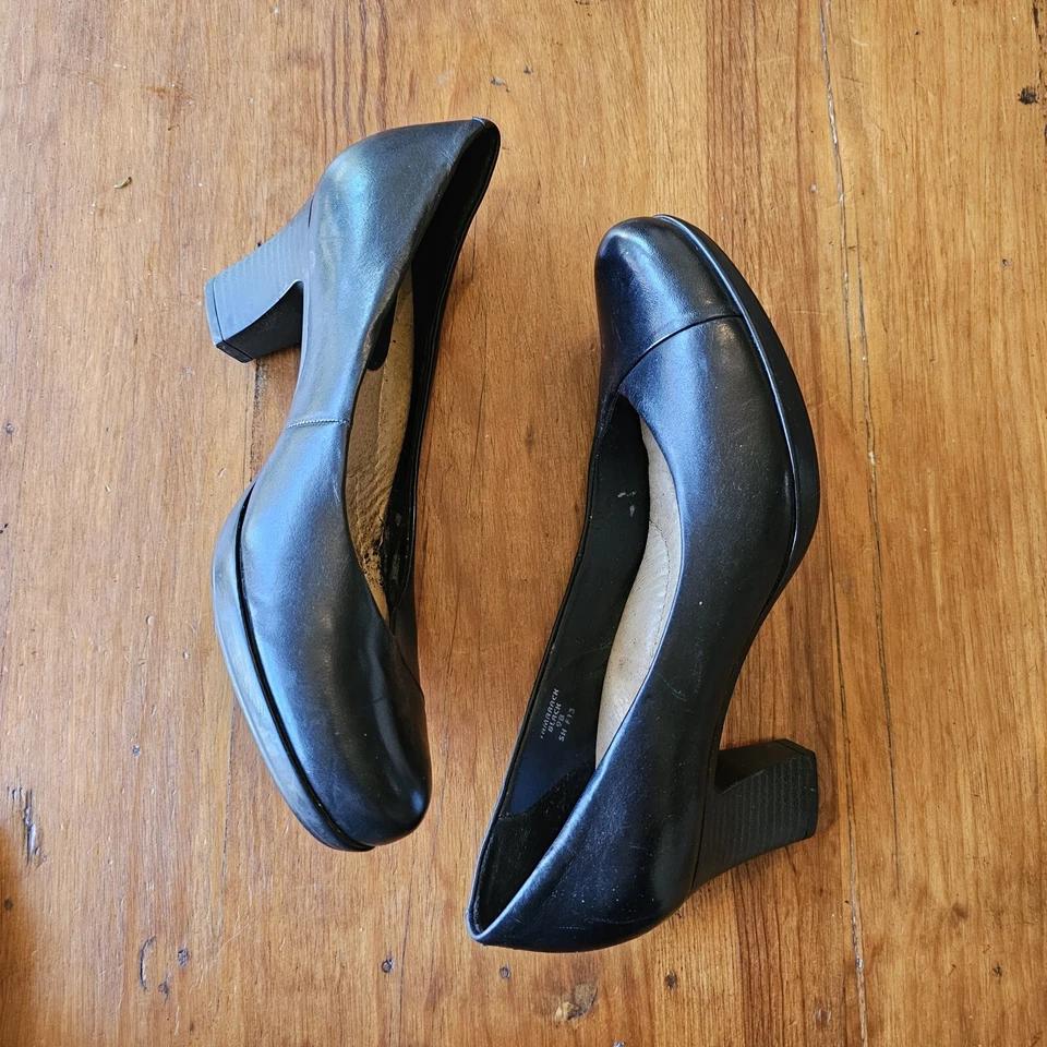 Zapatos de salón Earth Tamarack 9B negros de cuero para mujer negocios evento formal Foto 2 de 4