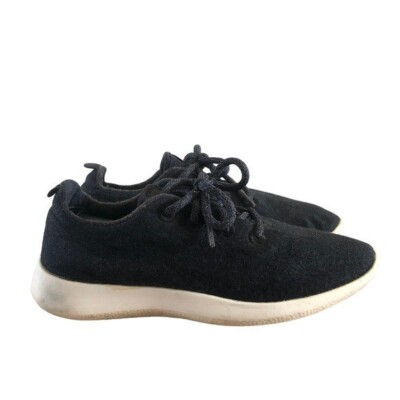 All Birds Black Lace Up Wool Trainer Athletic Sneakers
