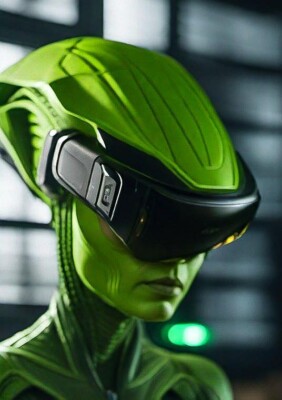 V.R Playing Aliens, Virtual Reality Aliens Wall Art Size A3