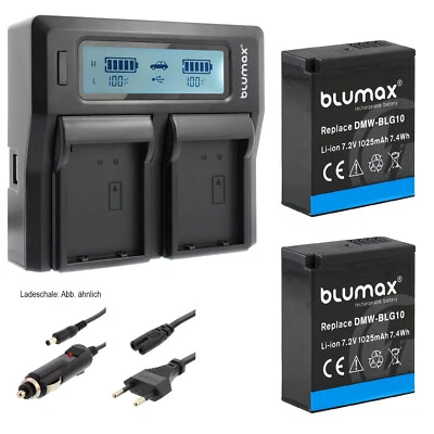 BLUMAX 2x Batteria + Caricatore per Panasonic DMW-BLG10 DMW-BLG10E DC-GX9 DMC-GX7 1025 mAh