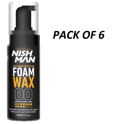 NISHMAN Professional Hair Styling Foam Wax - PACK OF 6
