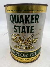 Vintage Quaker State Motor Oil Can Oil Tin Cardboar Oil City Pennsylvania 1960's
