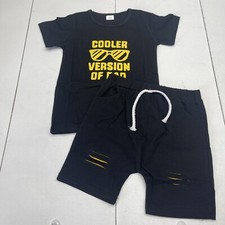 Youth Boys Cooler Version Of Dad Black T Shirt  Shorts Outfit Size 3-4 New