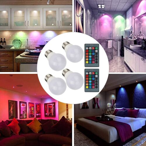 4pcs E27 RGB LED Light Bulbs Colorful Decorating Lamp With 2 Remote Controls US - Picture 15 of 21