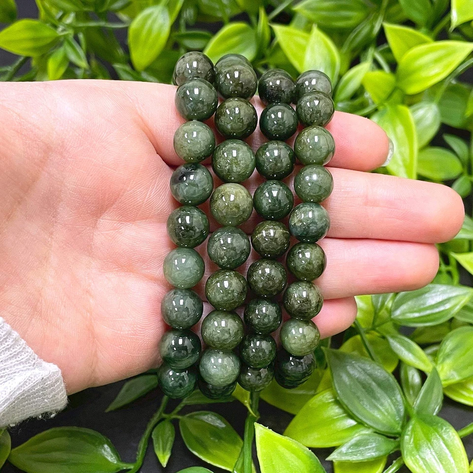 Jade Gemstone 8mm Round Beads Handmade Stretchable Unisex Bracelet - Image 2 of 4