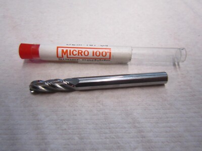 Micro 100 (BEM-187-04) 3/16'' x 5/8'' x 3/16'' x 2'' OAL Carbide Ball End Mill 