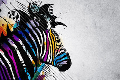 Zebra Bright Modern Wall Art Printed Canvas Stretched Over A Solid Pine Frame 