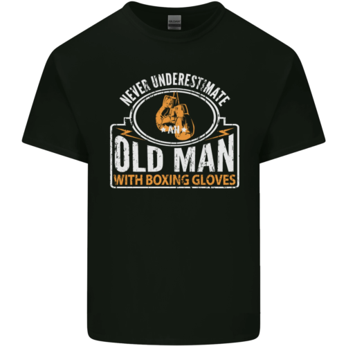 Un vieil homme avec des gants de boxe drôle boxer homme t-shirt en coton haut - Photo 1 sur 102