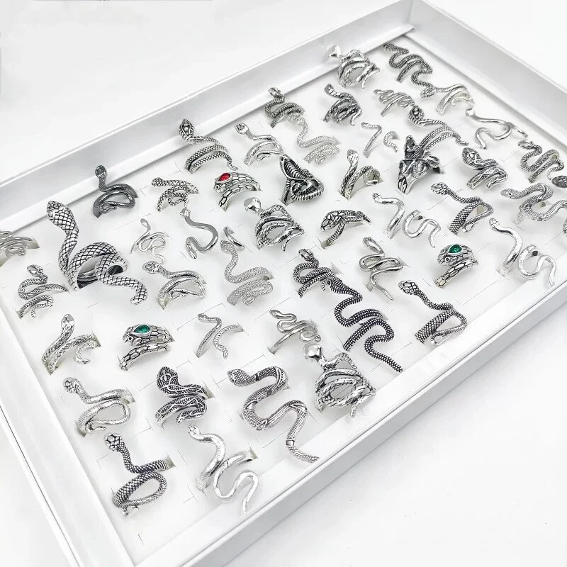 Anillo Serpiente Tamaño Ajustable 100 Piezas/Lote Animal De Colección Gótico Al Por Mayor Punk Astilla Foto 3 de 4