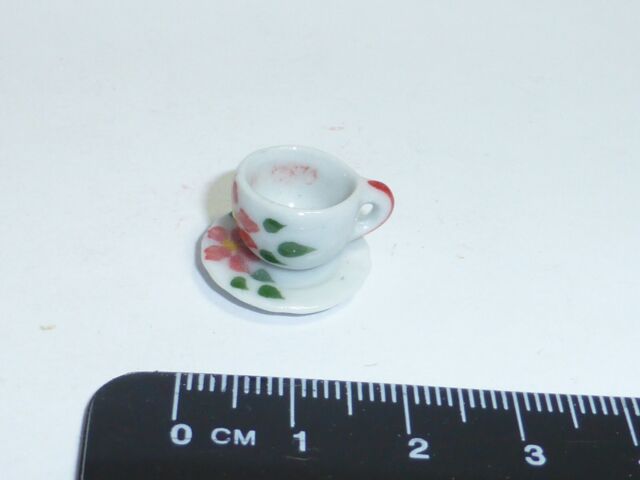 1:12 Scale Patterned Ceramic Cup +Saucer