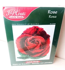 JP Coats Rose Flower Latch Hook Rug Kit Floral SEALED 27" x 30"