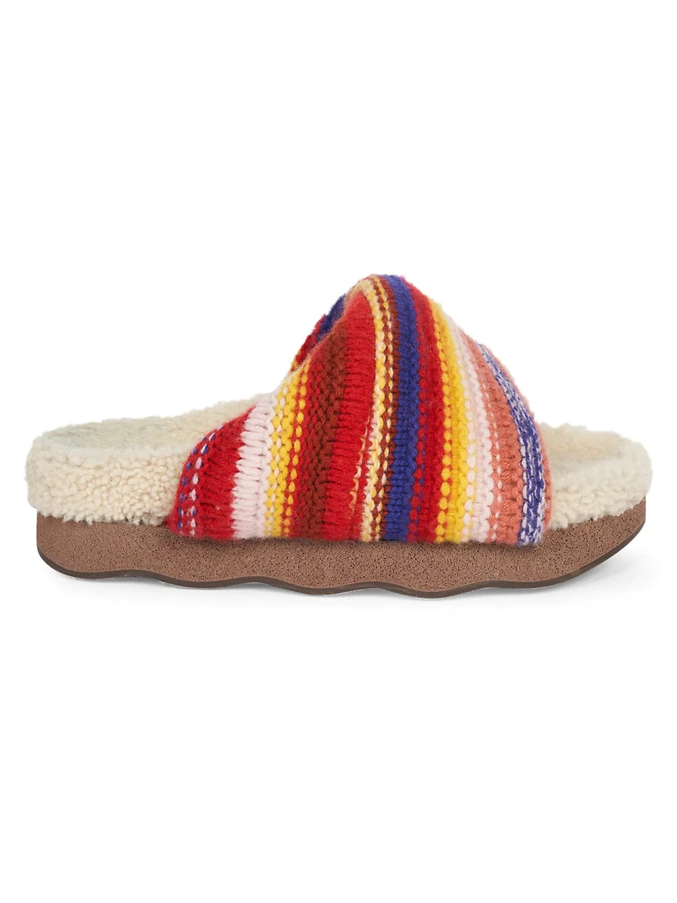 Chloe — Chloe Wavy Knit Shearling-Trim Slides Shoes Size 41 MSRP: $725.00