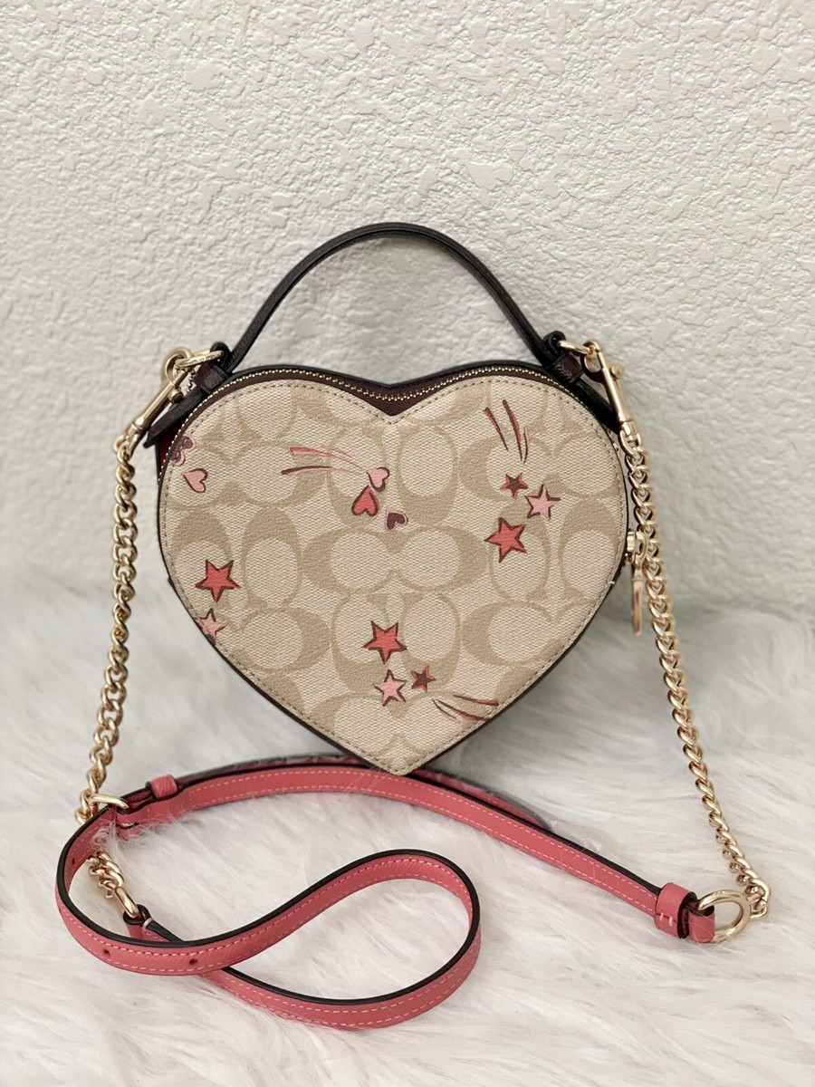 NWT Coach CK523 Heart Crossbody In Signature Canvas With Heart And