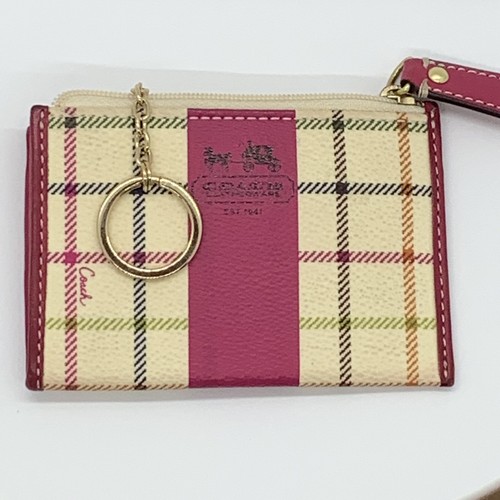 Coach Wallet Coin Change Purse ID Pink Plaid Zip W/ O… Gem
