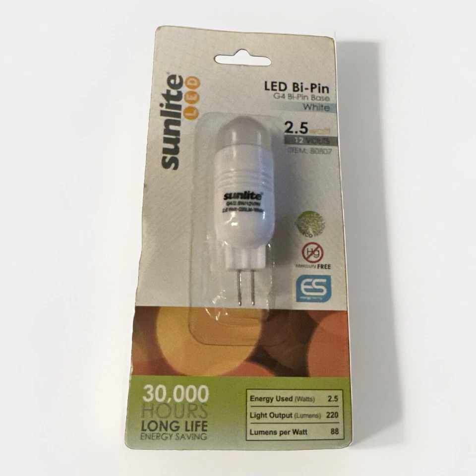 SUNLITE G4 LED 2.5W 12V White Bi-Pin Light Bulb, 20w Equiv., White - Image 2 of 2