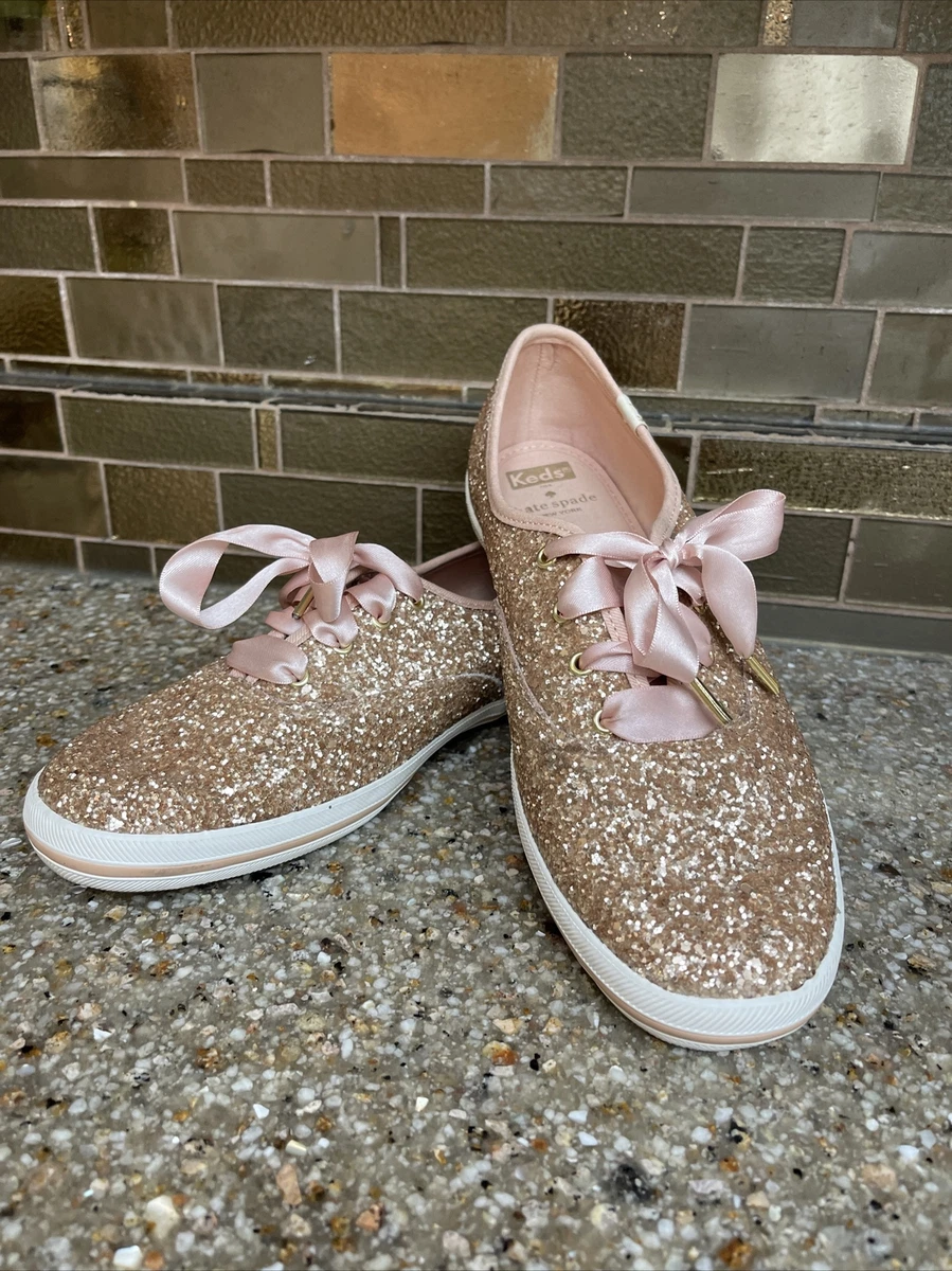 KEDS x KATE SPADE TRIPLE KICK GLITTER ROSE GOLD SNEAKERS US SIZE 9