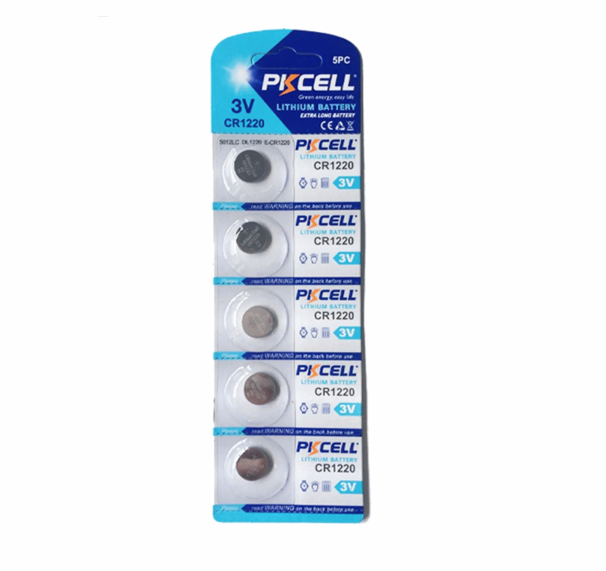 Batteries Pack of 5x Lithium CR1220 3V Button Battery Coin Cell
