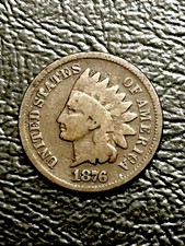 1876 Indian Head Cent 1c•VG•Key Date