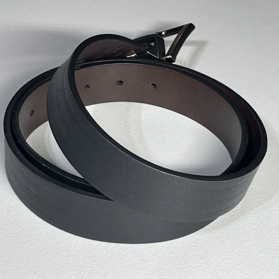 Cinturón de vestir reversible Guess para hombre talla grande 38-40 marrón negro acanalado clásico Foto 2 de 4