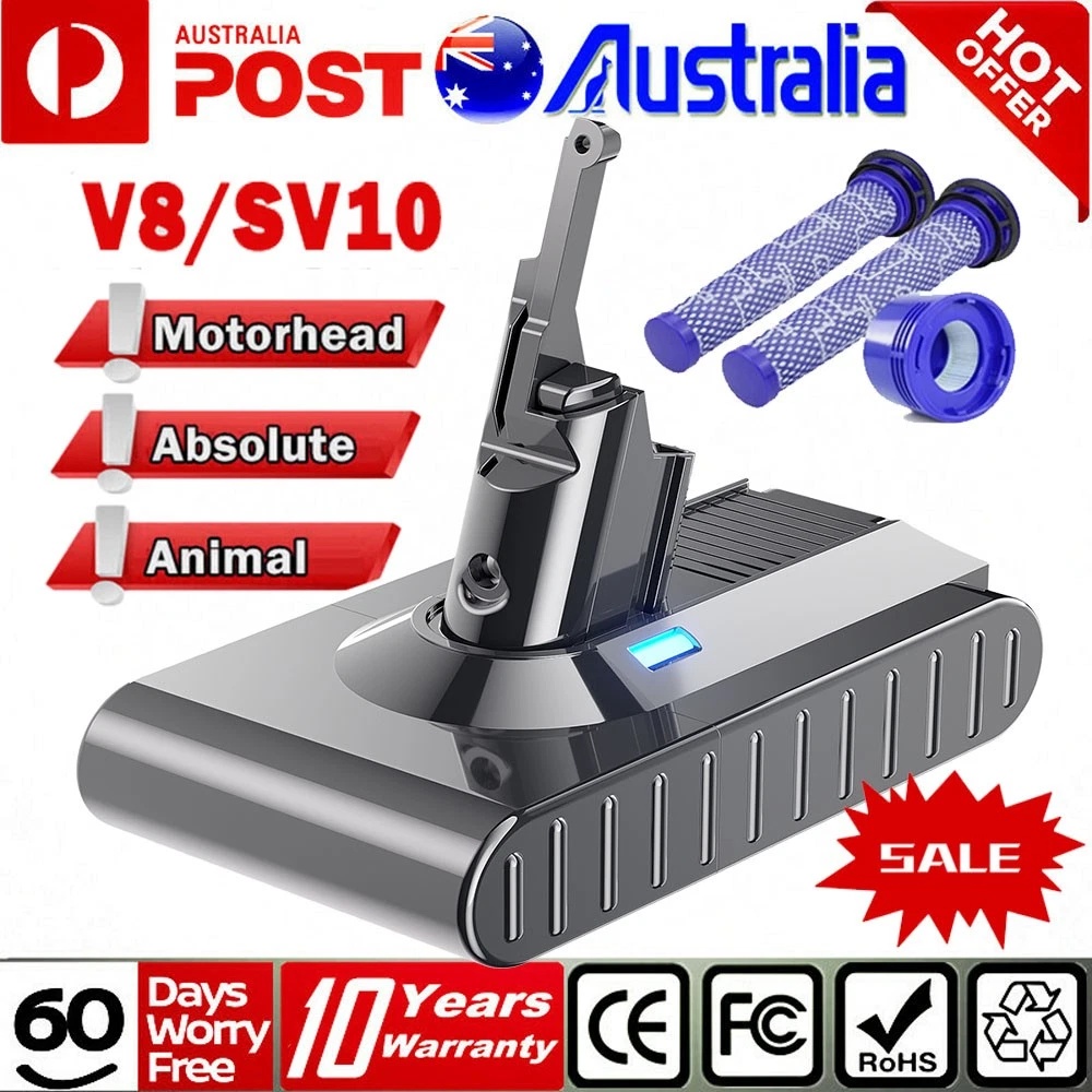 9500mAh Battery For Dyson V8 All Series SV10 Absolute V8 Animal Cordless /Filter