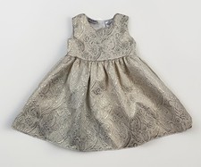 Blueberi Boulevard Girl  s Brocade Dress Size 3 Metallic Cream/Gold Champagne