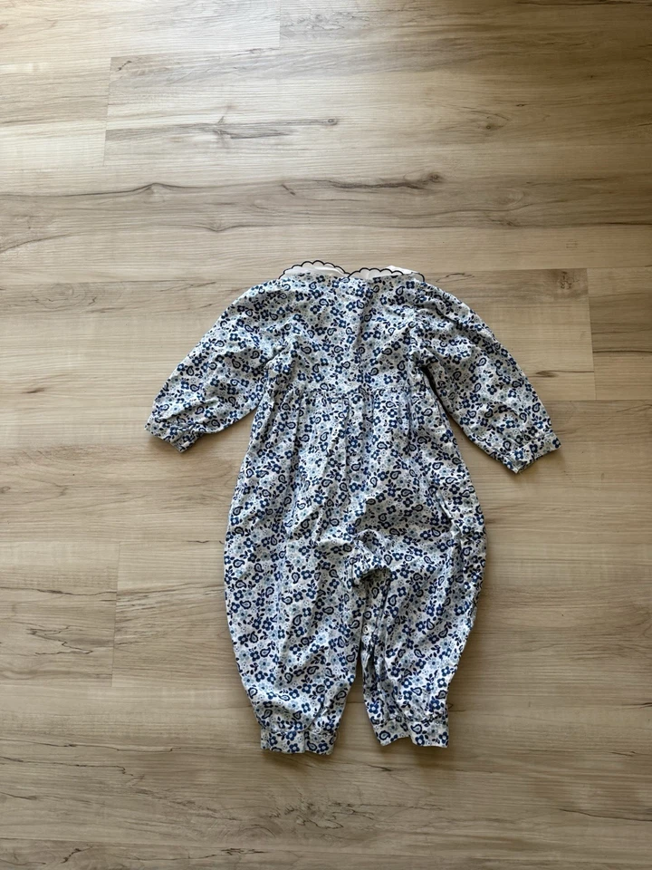 De Colección Oshkosh Baby B'gosh Mameluco Una Pieza Pana Floral Azul Rosa Hecho en EE. UU. 18M Foto 4 de 4