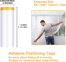 Painters Plastic with Tape, Pre-Taped Masking Film, 10 Rolls Automotive Best ...