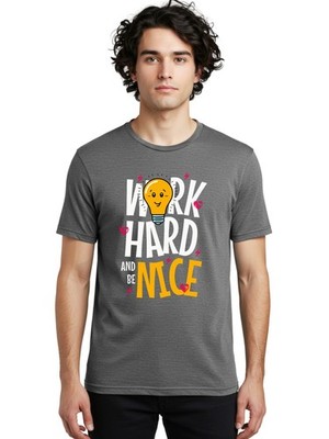 Work-Hard-And-Be-Nice Mens Graphic Tee,100% Cotton,Casual Summer Wear